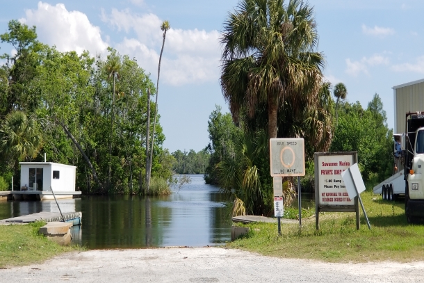 Boat ramp at Suwannee Marina inlet to Suwannee River
